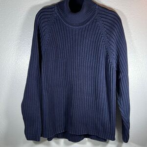 Calvin Klein Sport Turtleneck Cable Knit Sweater. Blue. Size Large
